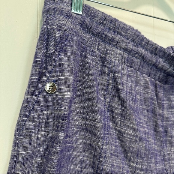 Jones New York Signature Purple Linen Blend Drawstring Elastic Waist Pants XL - Picture 2 of 5